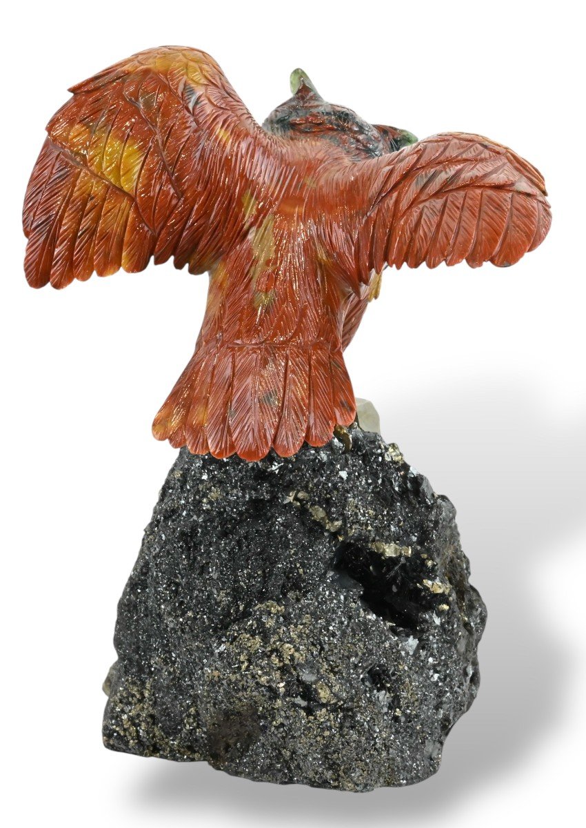 Erwin Klein - Owl In Hard Stone And Semi-precious Stones - Switzerland 1980s-photo-4